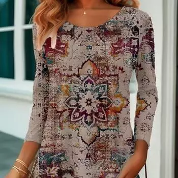 2024 повседневный уличный новый дизайн, модная футболка с принтом, осенний пуловер свободного размера, зимний женский пуловер с круглым вырезом и длинным рукавом XS-8XL L