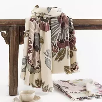 2024 Printed Scarf Women S Winter New Style Imitation Cashmere Scarf Warm And Cold Proof Scarf, Artistic Retro Style Shawl 65*190cm