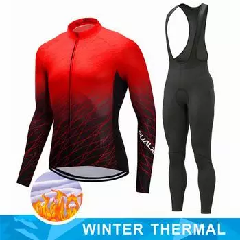 2024 Pro Team Winter Thermal Fleece Cycling Jersey Set Long Sleeve Bicycle Clothing MTB Bike Wear Maillot Ropa Ciclismo Cycling S