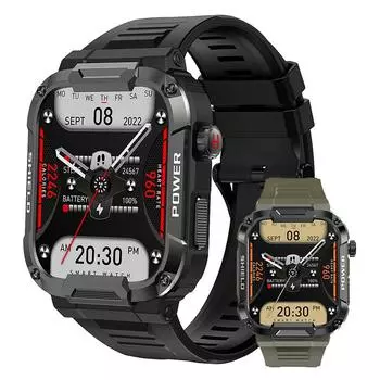 2024 прочные военные умные часы для мужчин для Xiaomi Android Ios Ftiness Watches Ip68 водонепроницаемые 1,85 Bluetooth умные часы для звонков Silica gel чёрный