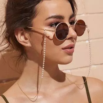 2024 противоскользящая цепочка для очков, аксессуары, ювелирное украшение, ожерелье, элегантная ретро-модная цепочка для солнцезащитных очков, маска, ремешок, жемчужное ожерелье золотой