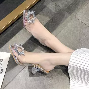 2024 Прозрачные туфли на высоком каблуке с острым носком, модные свадебные туфли для женщин, туфли-лодочки из ПВХ 152 3