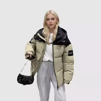 2024 пуховая хлопковая одежда женская контрастных цветов новая короткая с капюшоном утолщенная теплая хлопковая одежда одежда для хлеба куртка прилив S [Recommended below 52.5 kg]