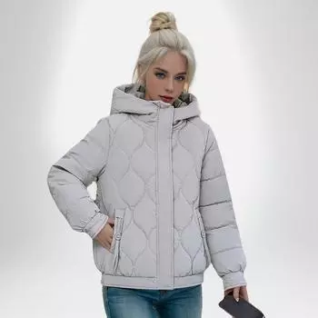 2024 пуховая хлопковая утепленная женская новая короткая модная клетчатая утепленная куртка с капюшоном на хлопковой подкладке прилив L светло-зеленый