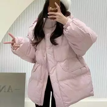 2024 Пуховая куртка с капюшоном зимняя женская белая утиная пуховая женская новая куртка One Size чёрный