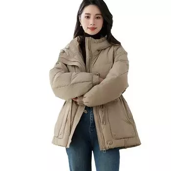 2024 пуховик женский свободный на шнурке ретро куртка женская куртка зимняя женская куртка one size fits all хаки