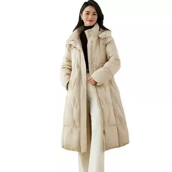 2024 Пуховик женский, выше колена, женская куртка, зимняя пуховая одежда, элегантная женская одежда M