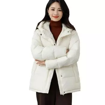 2024 пуховик женственность универсальная теплая куртка короткая маленькая пуховая женская куртка S слоновая кость