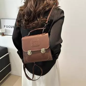 2024 ранняя весна новая ретро женская сумка модный универсальный рюкзак европейский и американский стиль текстура сумка через плечо PU маленькая квадратная сумка-мессенджер чёрный