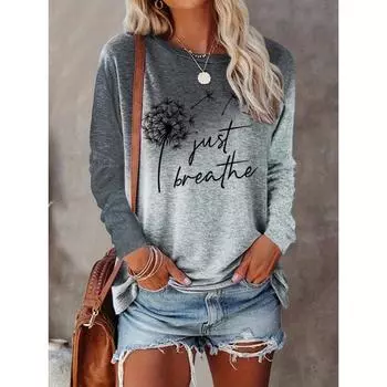 2024 Разноцветная женская футболка с принтом одуванчиков, женская графическая блузка с длинным рукавом и укороченным топом, женская одежда больших размеров, рубашки S