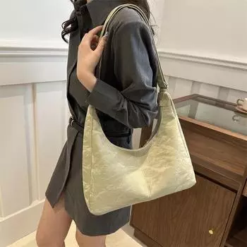 2024 Ретро Большая Вместительная Мягкая Текстурированная Сумка Через Плечо Для Женщин зелёный