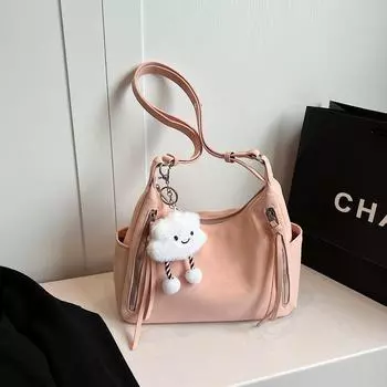 2024 Ретро Большая женская сумка через плечо контрастного цвета - Осень/Зима Commuter Pillow Messenger without pendant; 30*10*25 хаки