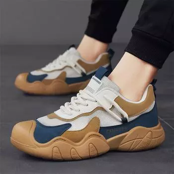 2024 Retro Dad Shoes Мужская новая толстая подошва для альпинизма, спортивная сетка, дышащая, универсальная, повседневная обувь, модная 40 чёрный