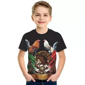 2024 Ретро Курица 3D Принт Повседневная Детская Одежда Топ Футболка Модная Футболка Дети Животные Одежда Для Мальчиков Аниме Короткий Рукав 110