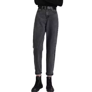 2025 Ретро мода женские джинсы Высокая талия Прямые повседневные джинсы S темно-синий
