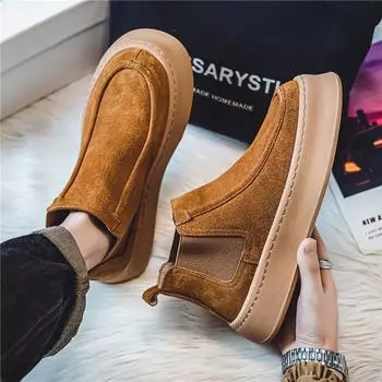 2024 Ретро мужские армейские ботинки без застежек: Повседневная зимняя рабочая одежда в стиле Мартина 43 чёрный