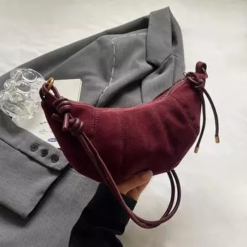 2024 Ретро однотонная кожаная сумка через плечо для женщин Корейская мода сумки и кошельки Женская сумка через плечо вино красного