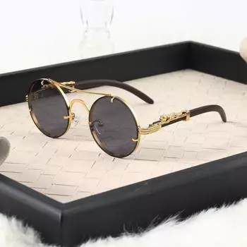 2024 Ретро Овальные Мужские Солнцезащитные Очки Модный Бренд Дизайнер Прозрачные Градиентные Линзы Очки Женские Роскошные Деревянные Солнцезащитные Очки Очки UV400