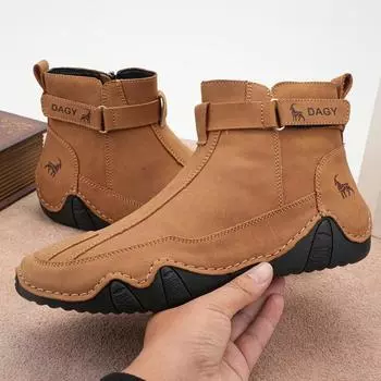 2024 Ретро-сапоги, мужская обувь из натуральной кожи, большие мужские туфли с высоким берцем 39 серый