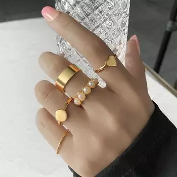 2024 Ретро Темперамент Бабочка Любовь Кольцо Комплект из 5 предметов Нежное Панк Кольцо Женское Простое Модное Кольцо Ювелирные Изделия