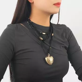 2024 Ретро Ткань Веревка Любовь Кулон Модное Ожерелье Для Дам золотой