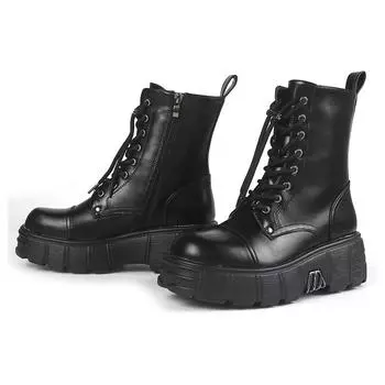 2024 Ретро Тяжелый Металл Рыцарские Сапоги Толстая Подошва - British Style Martin для Женщин 42 чёрный
