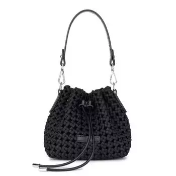 2024 Роскошная сумка-ведро ручной работы Niche Design через плечо и через плечо 19x12x18 cm чёрный