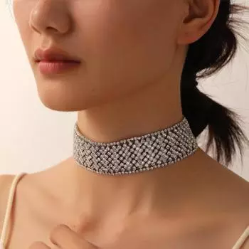 2024 Роскошное ежедневное ожерелье с бриллиантами для женщин серебряный