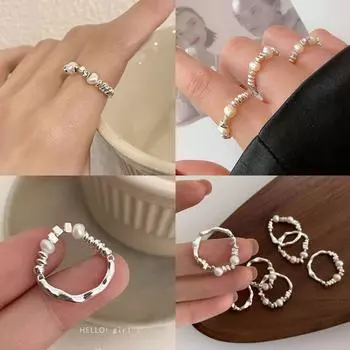 2024 Роскошное серебряное жемчужное кольцо для женщин: Высококачественный нестандартный дизайн для указательного пальца