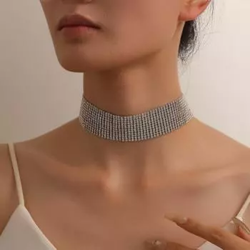 2024 Роскошное женское простое ожерелье-чокер с бриллиантами и цирконами серебряный