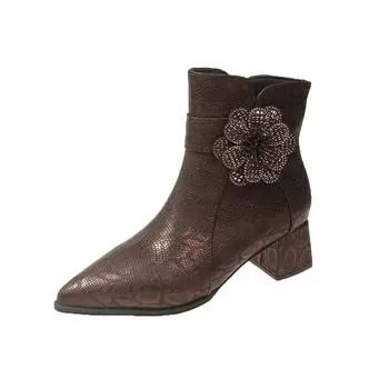 2024 Роскошные ботинки челси Женские кожаные женские ботинки Толстая зимняя обувь Ботинки на толстом каблуке 35 чёрный