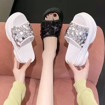 2024 Роскошные летние тапочки женские плоские уличные трендовые пляжные сандалии женские шлепанцы фирменный дизайн шлепанцы обувь для женщин 35 чёрный