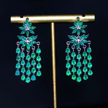 2024 Роскошные висячие серьги с большой застежкой, натуральный зеленый агат, драгоценный камень, серебро 925 пробы, ювелирные изделия для женщин, подарок на день рождения, годовщину зелёный