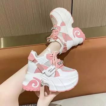 2024 Роскошные женские кроссовки на шнуровке с круглым носком на плоской подошве, повседневная обувь для работы, сетчатые ажурные кроссовки для бега, спортивная обувь для женщин 34 чёрный