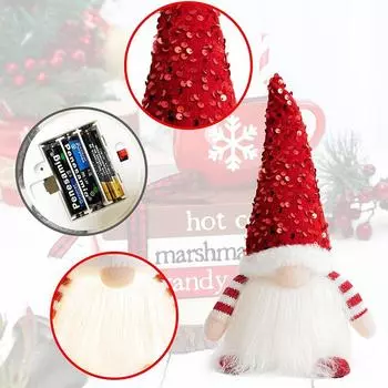 2024 Рождественская кукла Эльф Вязаный Гном со светодиодным ночным светильником Рождественское украшение для дома Рождество Навидад Год 2025 Подарок красный