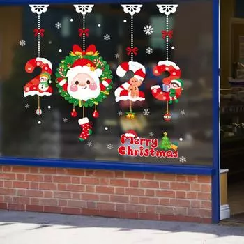 2024 Рождественская наклейка на стекло, простая в использовании, съемная, водонепроницаемая, для велосипеда, автомобиля, внедорожника, мотоцикла CHINA