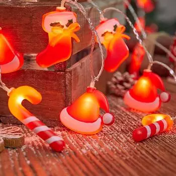 2024 Рождественская светодиодная гирлянда из конфетных тростей, подвесные украшения для рождественской елки, рождественские украшения для дома, детский подарок на Новый год 2025 1.5M 10LED