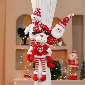 2024 Рождественские куклы пряжка для занавески Санта-Клаус снеговик украшение Веселое рождественское украшение для дома Navidad Подарки Новый год 2025 Elk