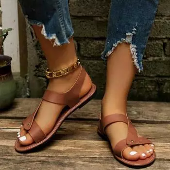 2024 сандалии новые однотонные сандалии на плоской подошве женские туфли большого размера однословная пряжка ремень легкие женские туфли большого размера 36 белый