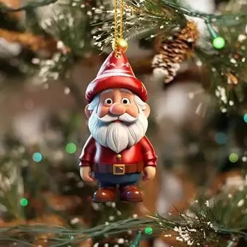 2024 Santa Claus Snowman Boy Girl Pendant Decoration Acrylic 2D Car Interior Christmas Tree Backpack Holiday Party Pendant Gifts