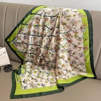 2024 атласный шейный платок женский шелковый квадратный шарф для женщин модные женские повязки для волос ленточные повязки на голову аксессуары цветочная бандана 70x70cm