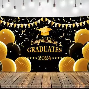 2024 счастливый выпускной баннер фон выпускной сезон ткань поздравление выпускной баннер класс выпускное украшение 180cm A