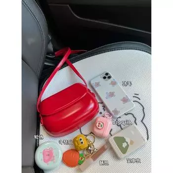 2024 season new retro ins red saddle bag crossbody small bag women s versatile simple bag красный