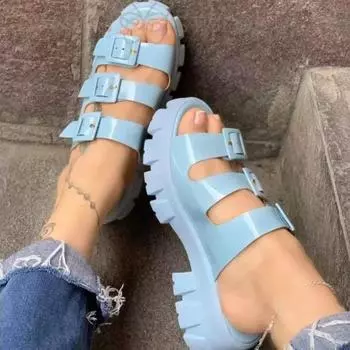 2024 распродажа женские тапочки толстая подошва пряжка модные римские пляжные сандалии с открытым носком летние удобные сандалии женские 36 розовый