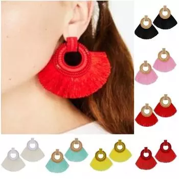 2024 серьги-капли в стиле бохо с кисточками для женщин, винтажные висячие серьги, вечерние ювелирные изделия, подарки золотой/чёрный