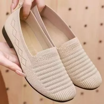 2024 сетчатые балетки, женские повседневные лоферы с квадратным носком, дышащие кроссовки на плоской подошве, кроссовки для вождения, топсайдеры, туфли на толстой подошве на плоской подошве 35 чёрный