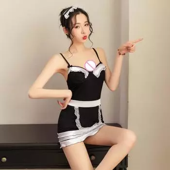 2024 Сексуальная черная кошка девушка женский фэнтези французский горничная наряд мужской готический сладкий Лолита платье аниме косплей костюм плюс размер M