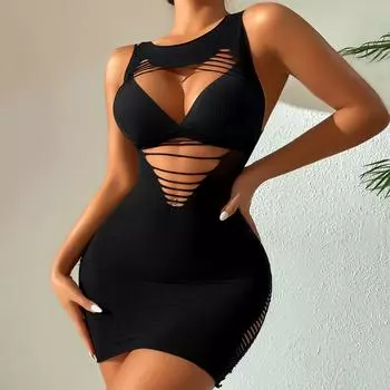 2024 Сексуальная узкая соблазнительная сетчатая юбка с вырезами на ягодицах SQ321 Simple packaging (opp + bag)