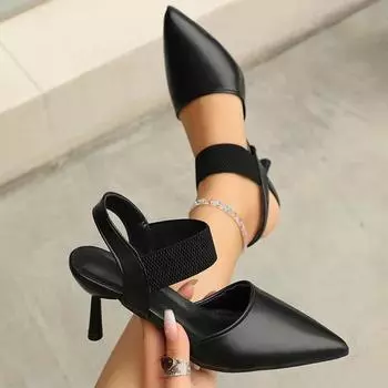 2024 сексуальные женские босоножки с острым носком на высоком каблуке летние туфли с открытой пяткой 2024 2024 элегантные тапочки новые туфли на шпильке женские Zapatillas 36 белый