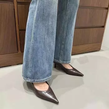 2024 Shallow Mouth Фирменные туфли-лодочки Туфли с круглым носком Женские золотые каблуки Острые босоножки на танкетке Женские милые босоножки без застежек Последние 35 чёрный